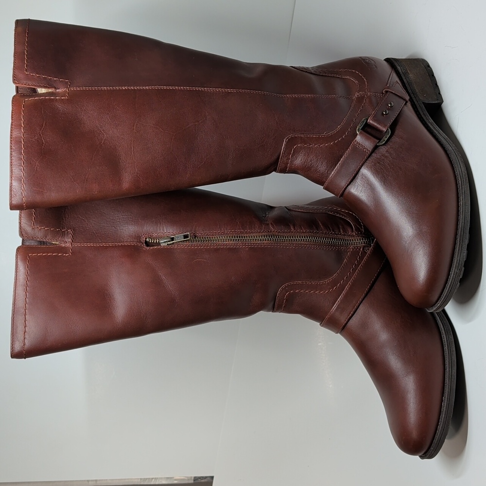 UGG Dahlen Leather Boots NEW Women's 11 Bourbon Brown 1006043 Water Resistant - Picture 2 of 6